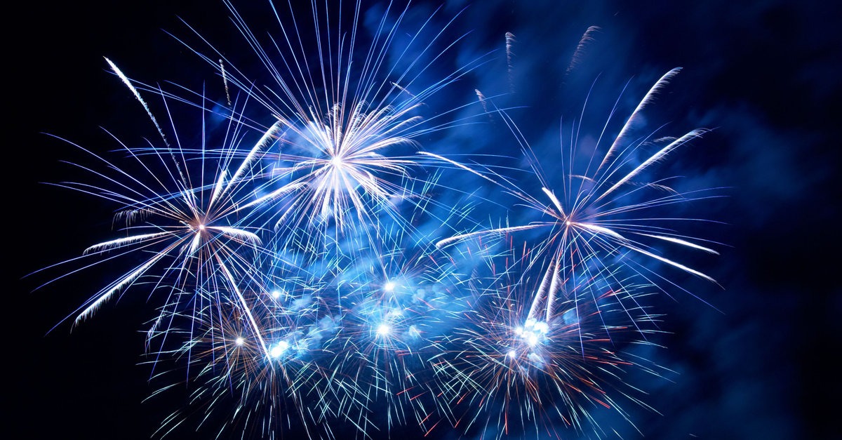 Fireworks, salute with the black sky background